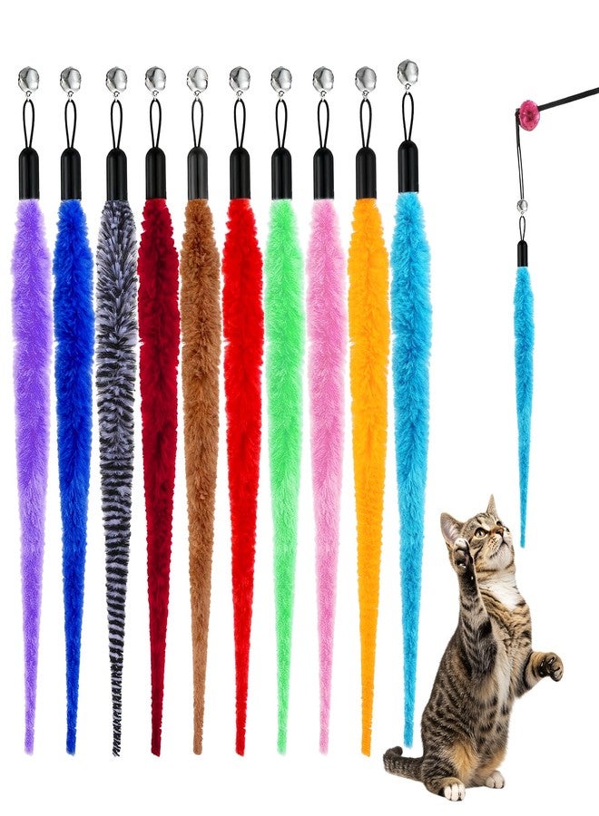 KFHENSOMR 10Pcs Cat Worm Toy Cats Wand Accessories Interactive Cat Wand Attachments Replacements Worms and 1Pcs String for Cats Fishing Pole Assorted Worm Kitten Refill for Indoor Kitten - Image 1